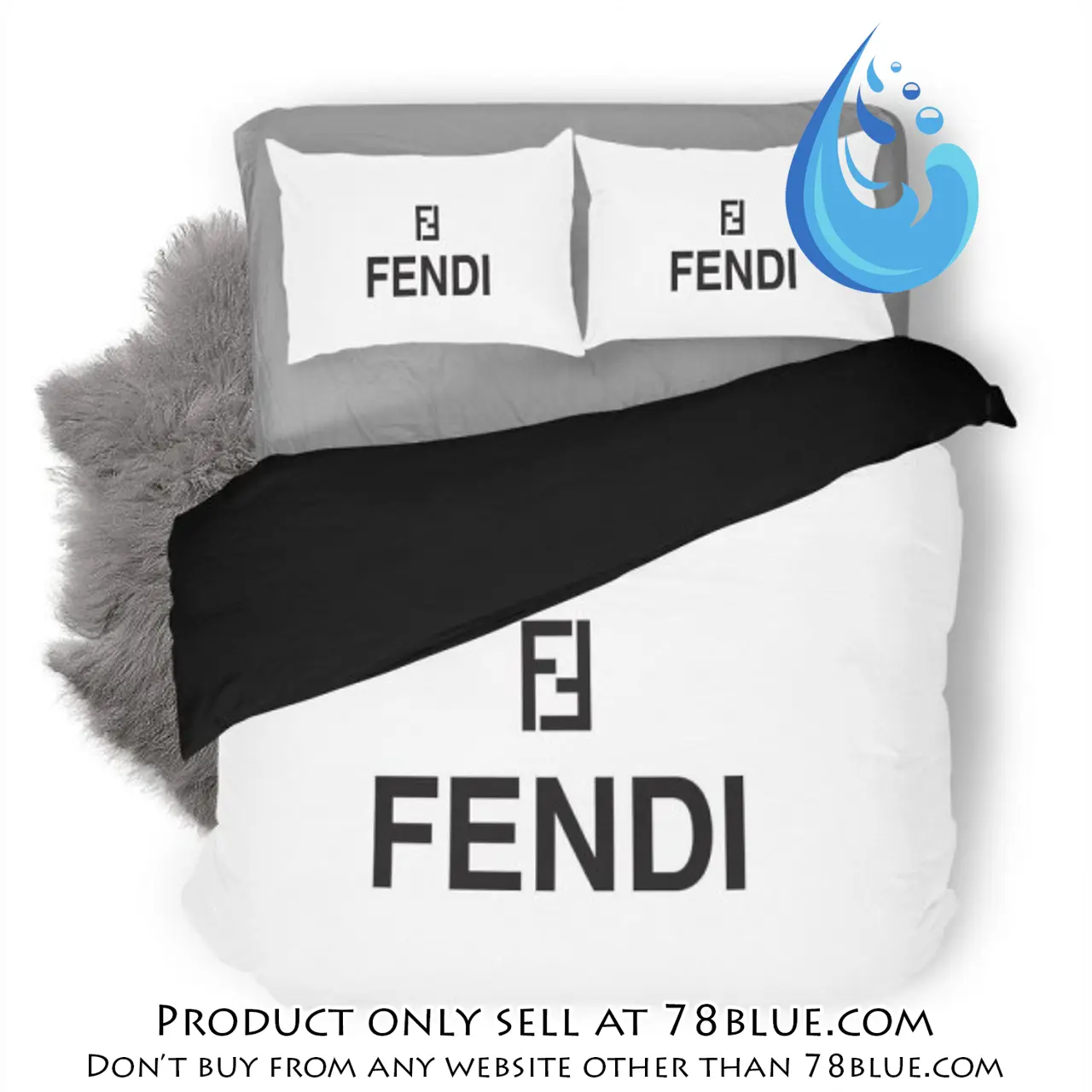 Fendi white luxury logo fashion brand premium bedding set home decor 78b5613055